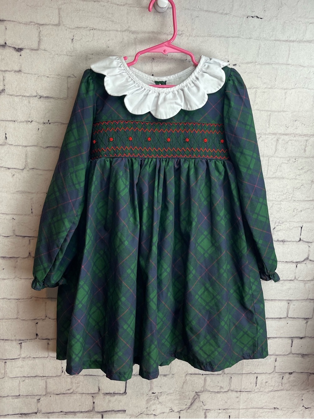 Cecil and Lou size 7 green and blue plaid smocked dress